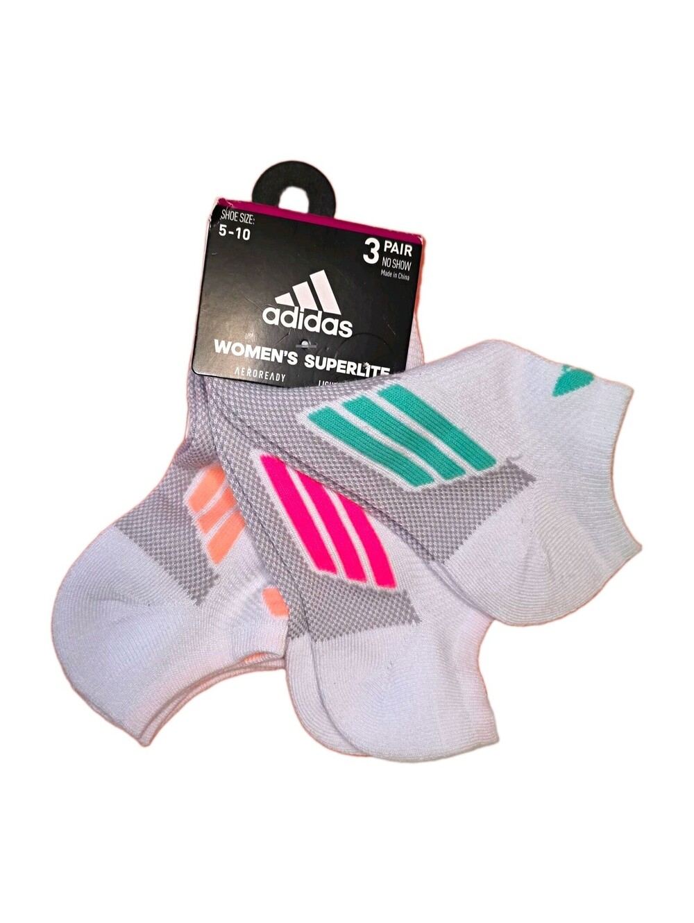 Adidas Women's Superlite AEROREADY No-Show Socks 3 Pairs Breathable Cushioned